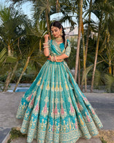 Ravishing Teal Green Simmer Sequence Lehenga Choli